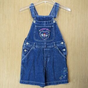 Vintage Powerpuff Girls Denim Shortalls Kids Size M 7/8 Blue Embroidered